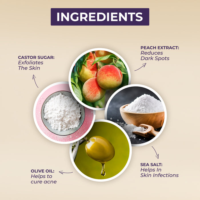 Sanfe Back & Bum Detox Scrub (Dry) With Peach Extracts & Olive Oil - 100gm