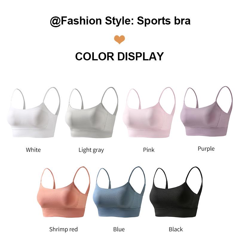 Women's Wireless Strappy Sports Bra - Seamless Shockproof Design for Running & Fitness