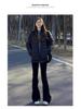 Korean Style High Waist Black Flare Pants for Women - Slimming Wide Leg Suit Pants for Spring and Autumn (Petite 145)