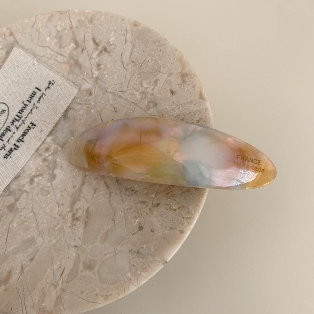 Retro Style 7.4CM Acetic Acid Oval Curved Hairpin Half Tied Ponytail Clip Spring Clip Hair Accessories