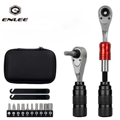 ENLEE Bicycle Repair Tool Box Ratchet Wrench Two-way Adjustment 10 Pieces Batch Head Maintenance Multi-function Tool