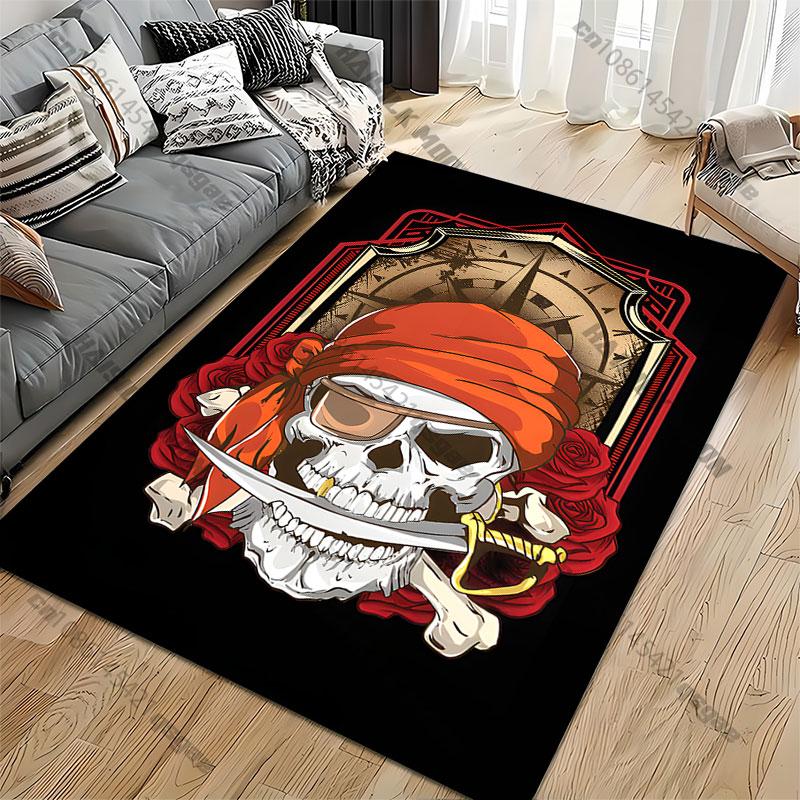 Piraten Totenkopf Abenteuer Thema Teppich Yoga Wohnzimmer Raumdekoration Kinder Krabbelmatte Fußmatte Bereichsteppich Spielmatte