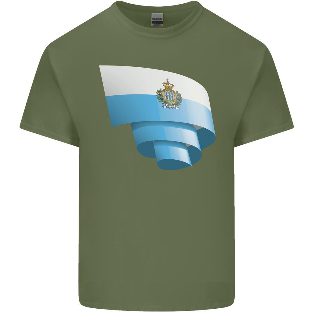 Curled San Marino Flag Sammarinese Day Football Unisexs Light Cotton TShirt