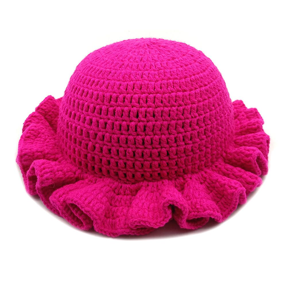 New Trend 2025 for Party Cross-Border Fashionable and Versatile Crocheted Ruffled Woolen Hat New Product Ruffled Hat