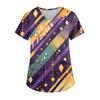Ladies' Carnival Printed Fashion V-neck Pocket Short Sleeved Nurse's Wear And Worker's Top