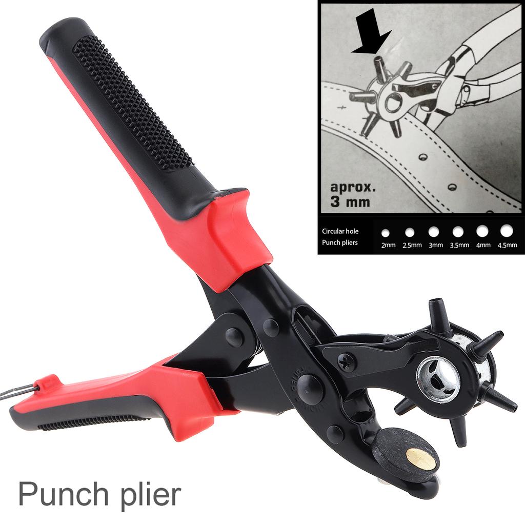 4mm 6 Punchs 2mm,2.5mm Quick Leather punching Tool 4.5mm 3mm Hole Punching Plier 3.5mm Quick Hole Puncher