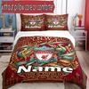 3pcs Duvet Cover Set (1*Duvet Cover + 2*Pillowcase, Without Core), Custom Name Liverpool Football Club Pattern Bedding Set, Home Bedroom Decor Gift