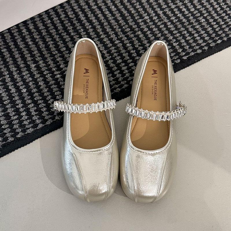 Beautiful matching skirt ballet Mary Jane single shoes women's spring and autumn new flat French small leather shoes women