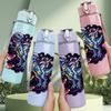 1PC Dark Purple Galaxy Abstract Print 750ml Color Plastic Sports Water Bottle Leakproof Flip Straw Lid Suitable for Sports Office Home Use