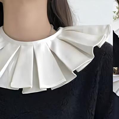 Perfekte Ergänzung Abnehmbarer Rüschenschal Wickel Falscher Kragen Pullover Revers Bluse Oberteil Plissierter Dekorativer Kragen Capelet Kleidung Accessoires