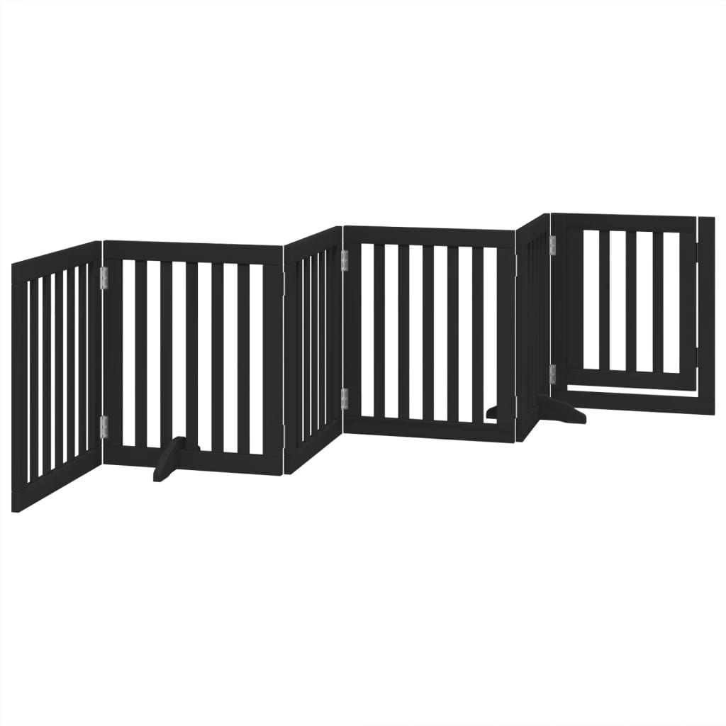 Vidaxl Foldable Dog Gate, With Door, 6 Panels, Black, 300 Cm