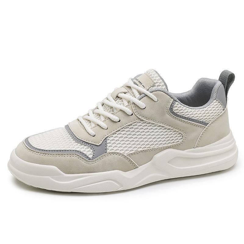 Men's shoes spring and summer mesh breathable 2025 new platform white shoes men's ultra-light sports and leisure board shoes