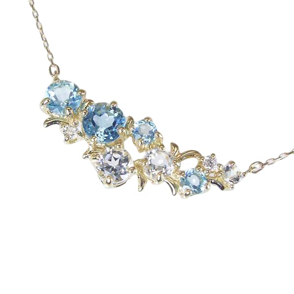 

Venus Jewelry 18K Gold Blue Topaz and White Topaz Necklace with Natural Gift for Women Diamonds,