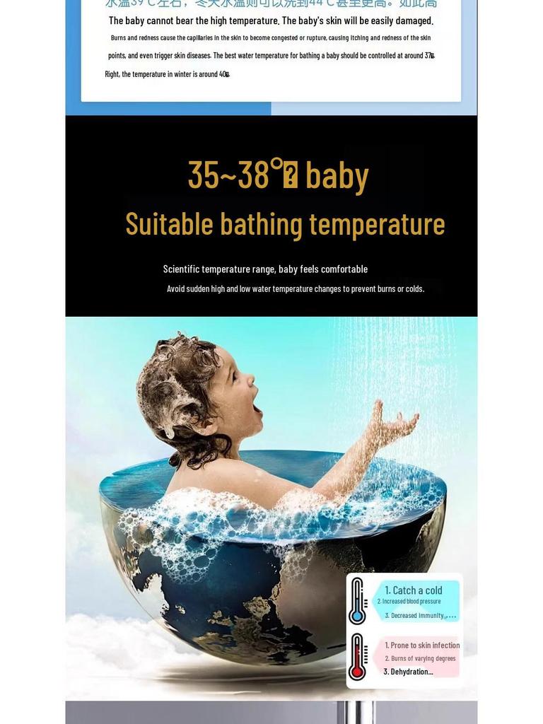 Shower Thermometer Faucet with Temperature Display for Infants, Children, Elderly, and Pregnant Women