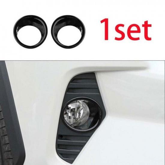 Fit For Toyota RAV4 19- ABS Cover Trim 2X Black Front Fog Light Lamp Ring
