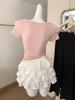Korean Style Sweet White Layered Elastic Waist Short Skirt for Women - Spring/Summer Slimming & Versatile