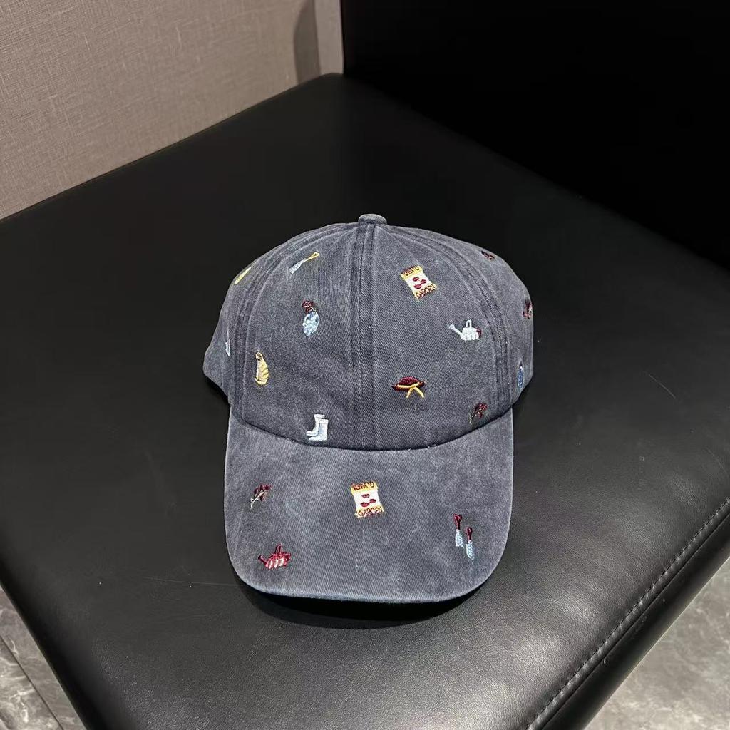 Korean Alphabet Embroidered Water Baseball Cap Children's Spring and Summer New Curved Brim Showing Face Small Outdoor Sunshade Cap