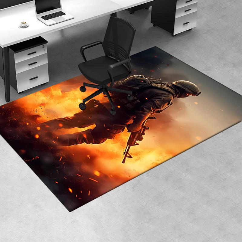 1pc Soldier,Battlefield,Firefight Office Carpet Soft Polyester Non Slip Machine Washable Indoor Carp