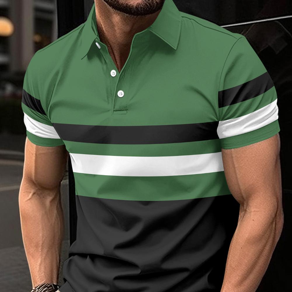 

Летняя рубашка поло с горизонтальными полосками на лацканах, мужские спортивные топы XL