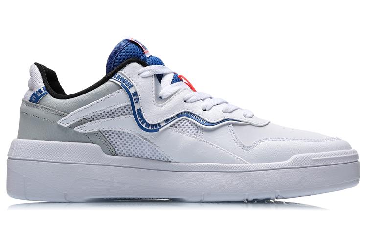 Li Ning Wave SPWV Lite Low Top Skateboard Shoes Men's White Blue AGCR037-4