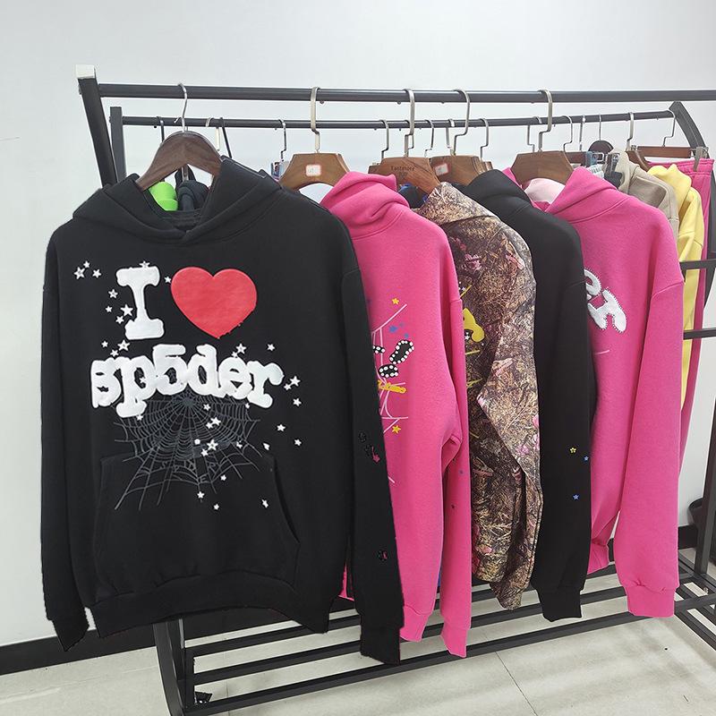 Hanorac cu Glugă pentru Bărbați, Greu, 450G, Fleece Gros, cu Design Pânză de Păianjen, din Străinătate