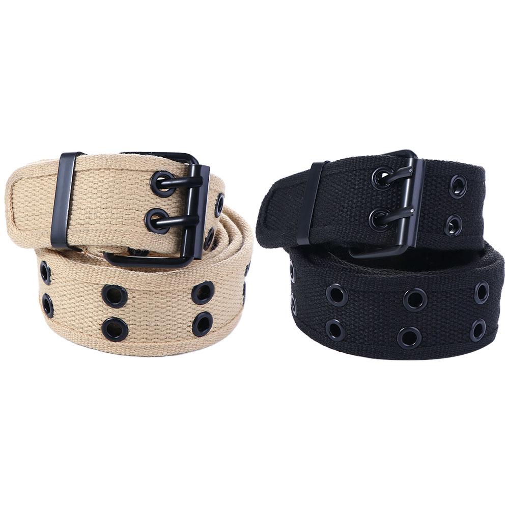 Breasted For Women Hollow Korean Waist Strap Double Grommet Hole Man Waistband Canvas Waist Belt
