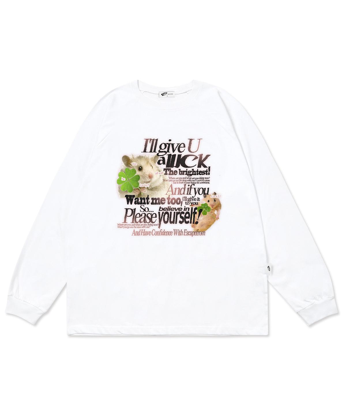 Escape From Pink Lucky Hamster Print Long Sleeve White M