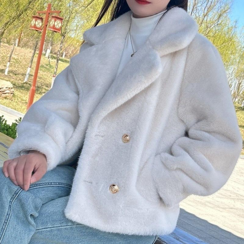 New Imitation Mink Fleece Fur Jacket Autumn and Winter Thickened Fur Integrated European Mink Fleece Short Lapel Jacket