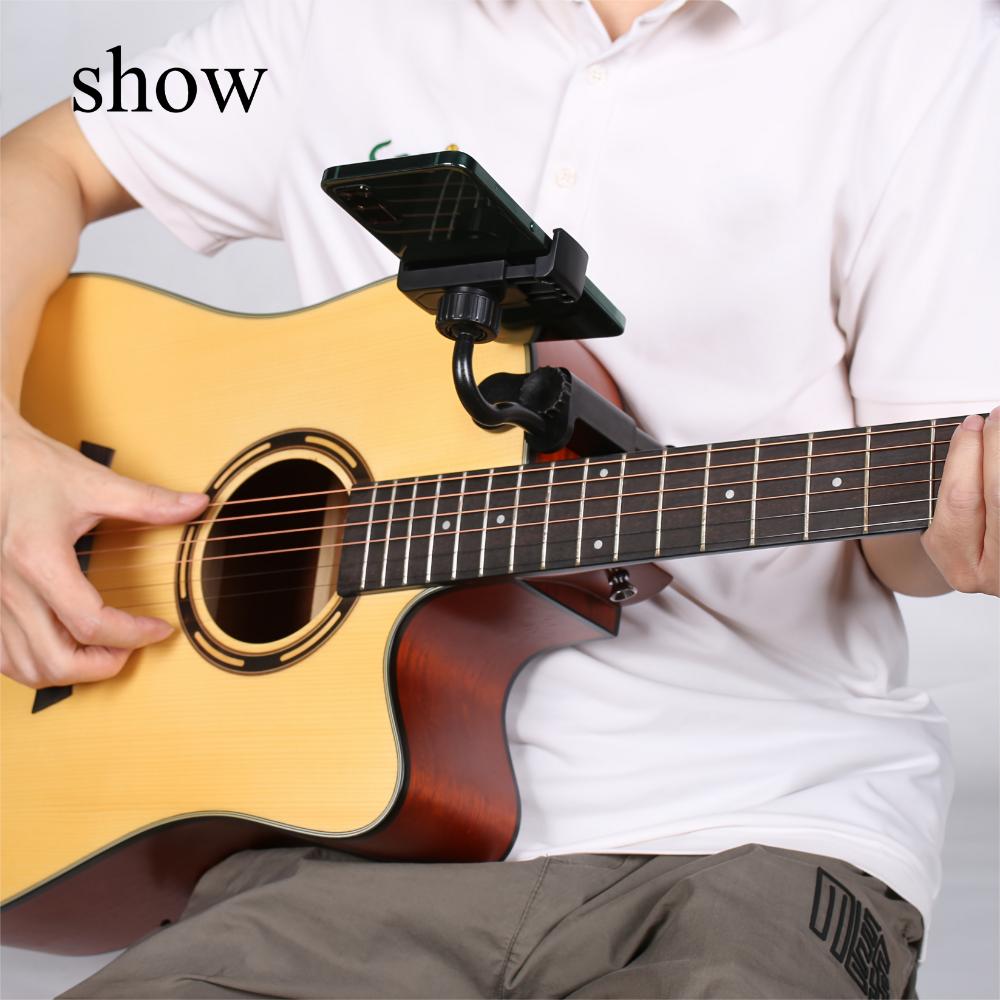 Cassette Guitar Phone Holder, Guitar Phone Holder, Clip-on Guitar Holder, Suitable for Digital Sheet Music, Adjustable Height, Ukulele Accessories