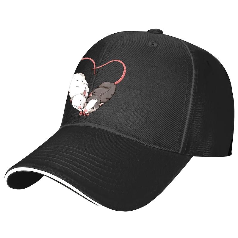 Cute Rats Heart Love Couple Silhouette Baseball Cap Adjustable Breathable Casual Pet Lovers Hat