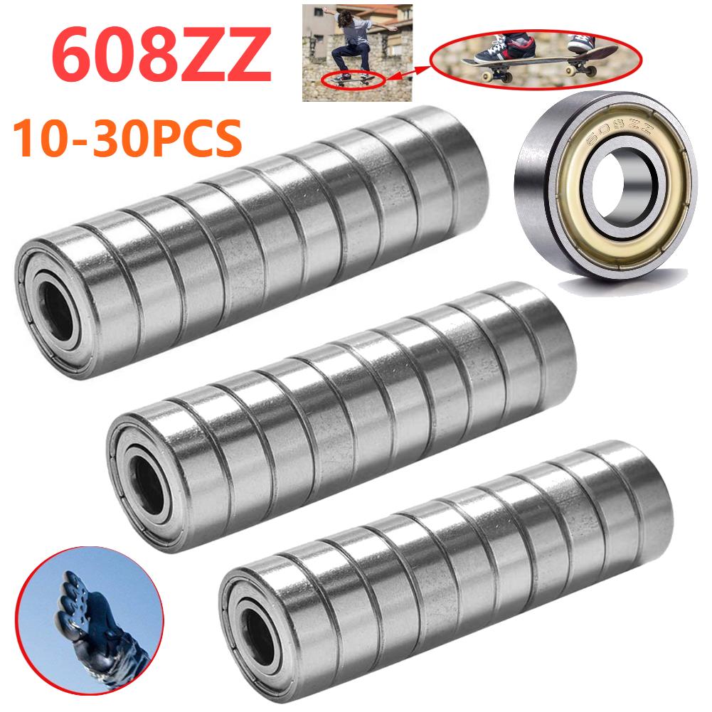 10-30 Stück 608ZZ Skateboard-Kugellager Hochkohlenstoffstahl-Kugellager Einreihig 8x22x7mm für Skateboard Inline-Skates Roller