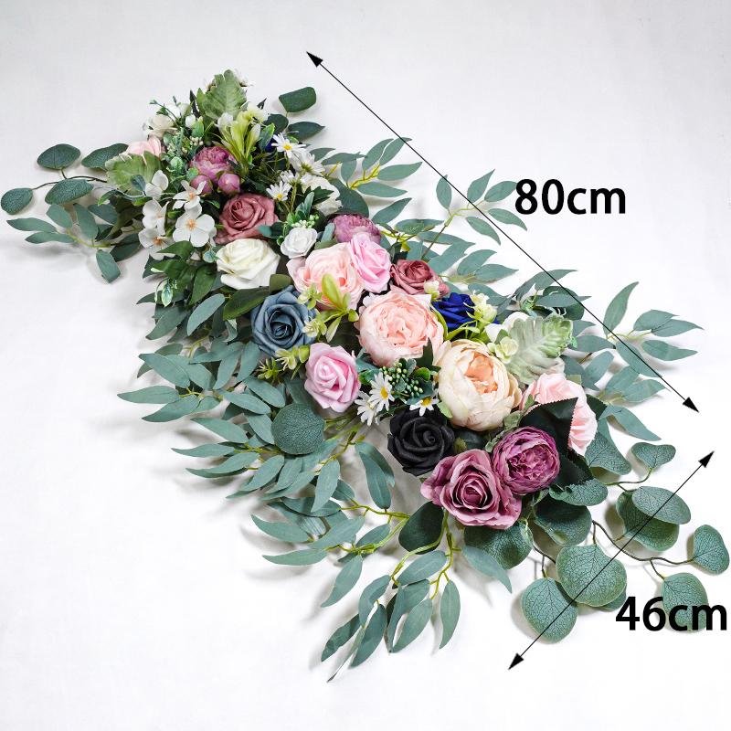 80cm Sztuczny Łuk Ślubny Tło Kwiaty Sztuczne Kwiaty Rząd Jedwabne Kwiaty Ślub Hotel Stół Kwiaty Ściana Dekoracja Ścieżki