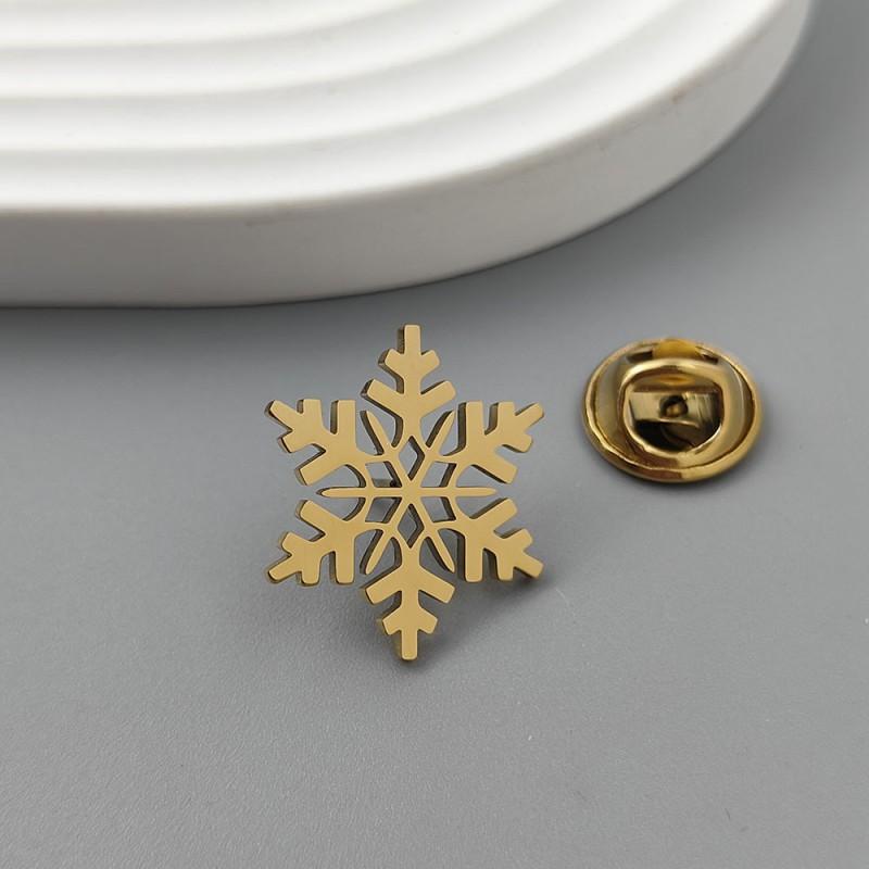 

Winter Hollow Snowflake Brooch Cufflinks Korean Style Simple Versatile Clothing Accessories Both Men Women 14k