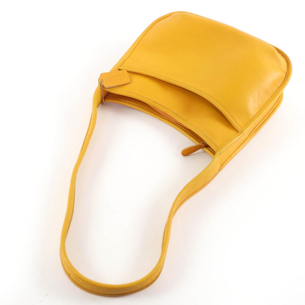 Excellent COACH Rare Color Old Coach Glove Leather One-Shoulder Bag Yellow 9047 Used