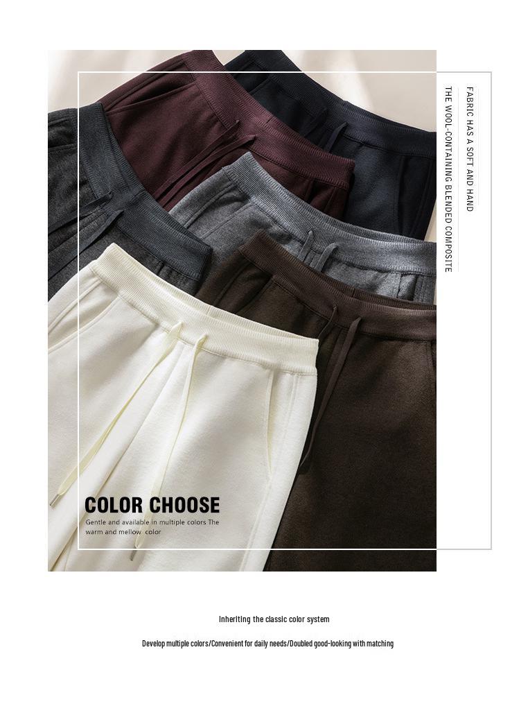 Puyuan 2025 Wool Blend Wide-Leg Knit Drawstring Pants for Women