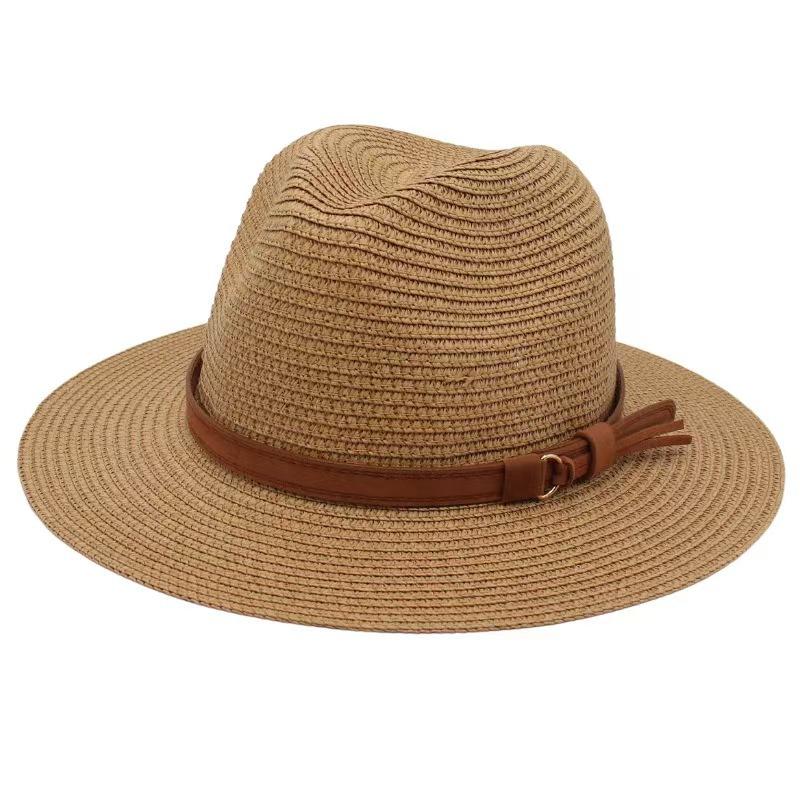 Cappello Panama Primavera Estate con Cinturino Giallo Accessori Cappello di Paglia Spiaggia Traspirante Casual Cappello Jazz Stile Europeo Americano