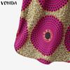 VONDA Summer Women Short Sleeve Print Casual Loose T-shirts Tops