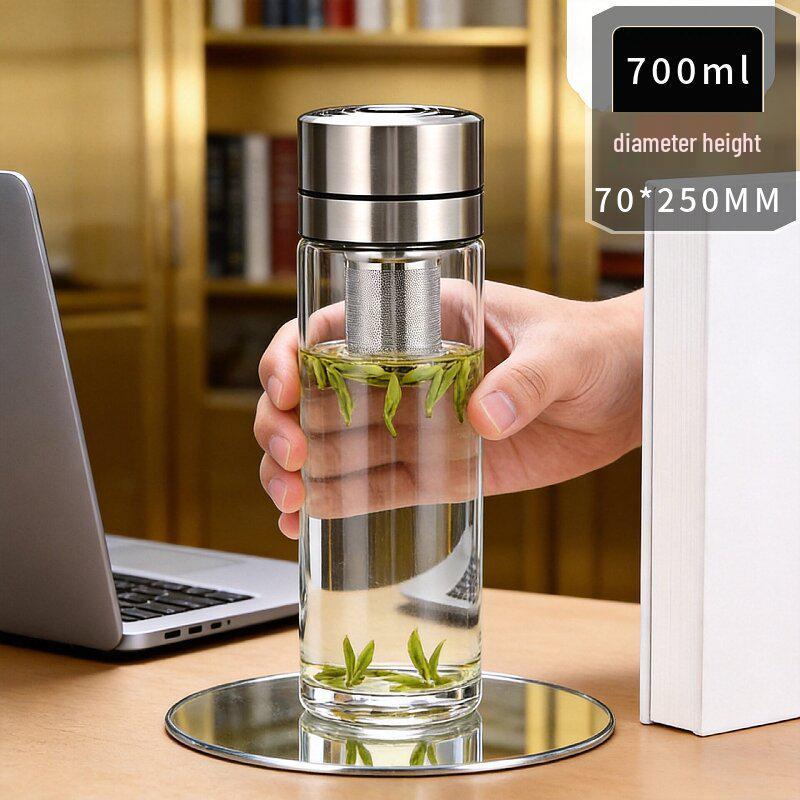 2026 Quick-Open High-Temp Resistant Glass Tea Infuser Cup with Large Capacity and Steel Lid