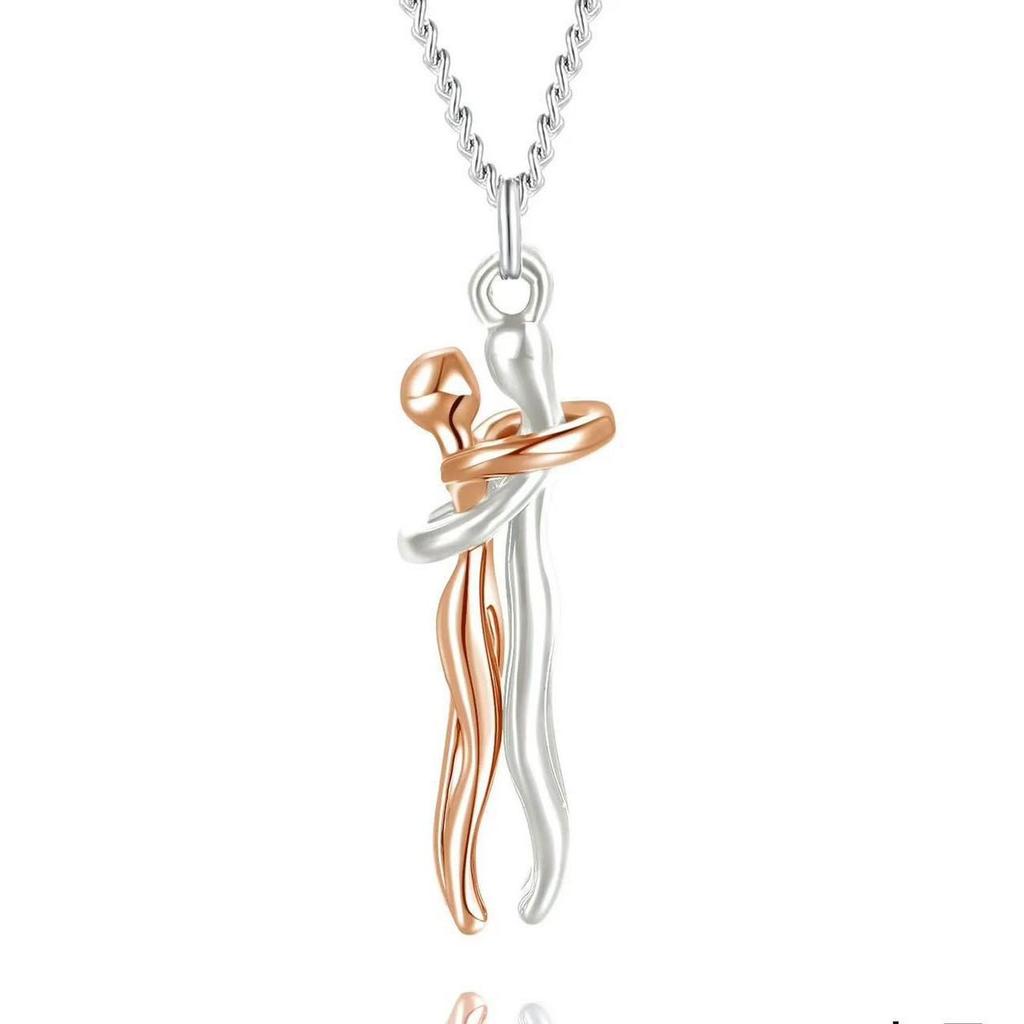 Europese & Amerikaanse Stijl Knuffelend Koppel Roestvrij Staal Hanger Ketting Cadeau