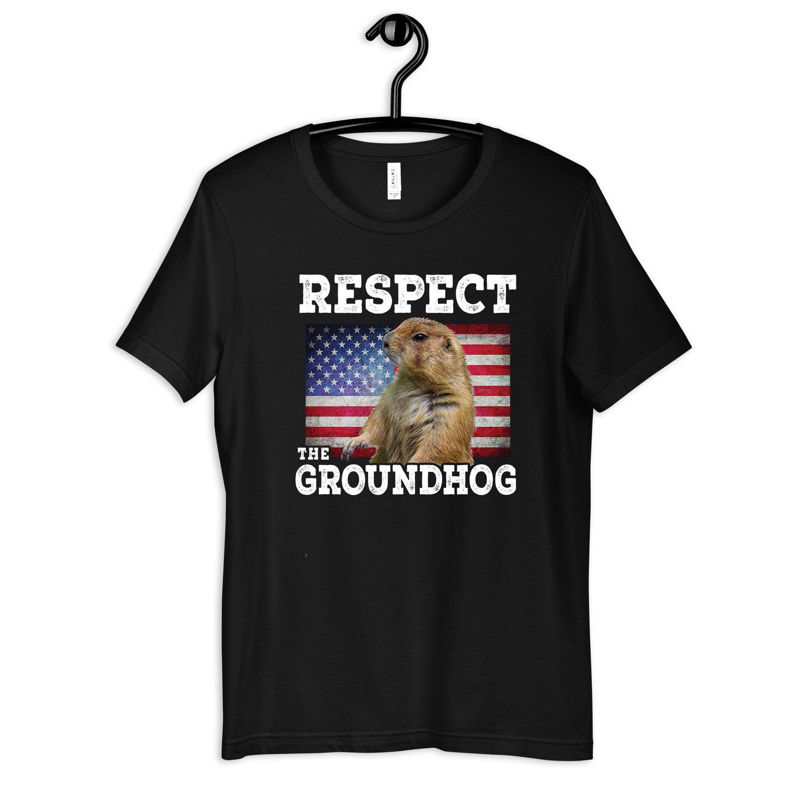Respect the Groundhog American Flag T-Shirt, T-shirt, Women s Tee, Kids Tee, T-shirt XL