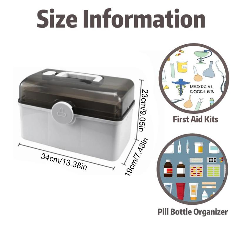 3 Tier Medicine Box Portable 3-Layer Multifunctional Medicine Container Large Capacity Transparent Medicine Box With Carrying
