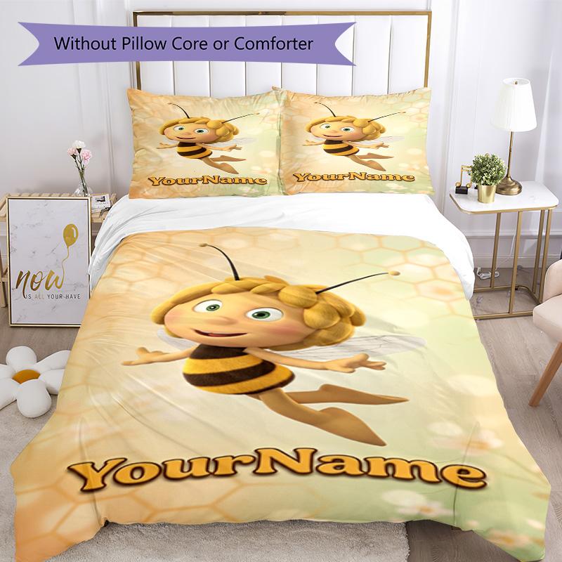 Biene Maja Customize Your Name Bedding Set Breathable Duvet Cover with Pillowcases Home Decoration Birthday Gift
