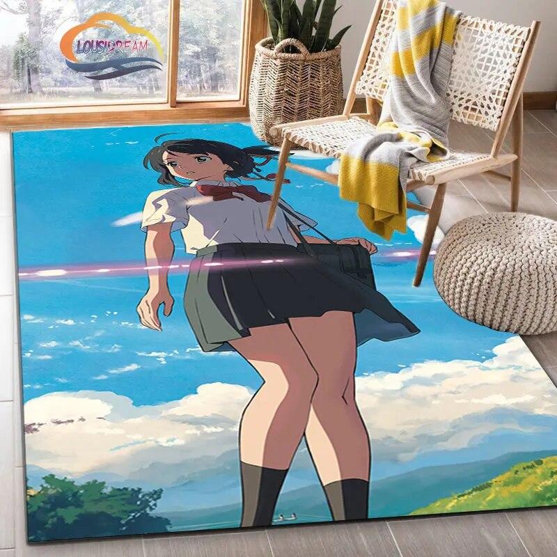 Latest Animated Suzume Anime Carpet 3D Printing Decorative Floor Mat for Children and Girls Living Room Bedroom Sofa Area Rug