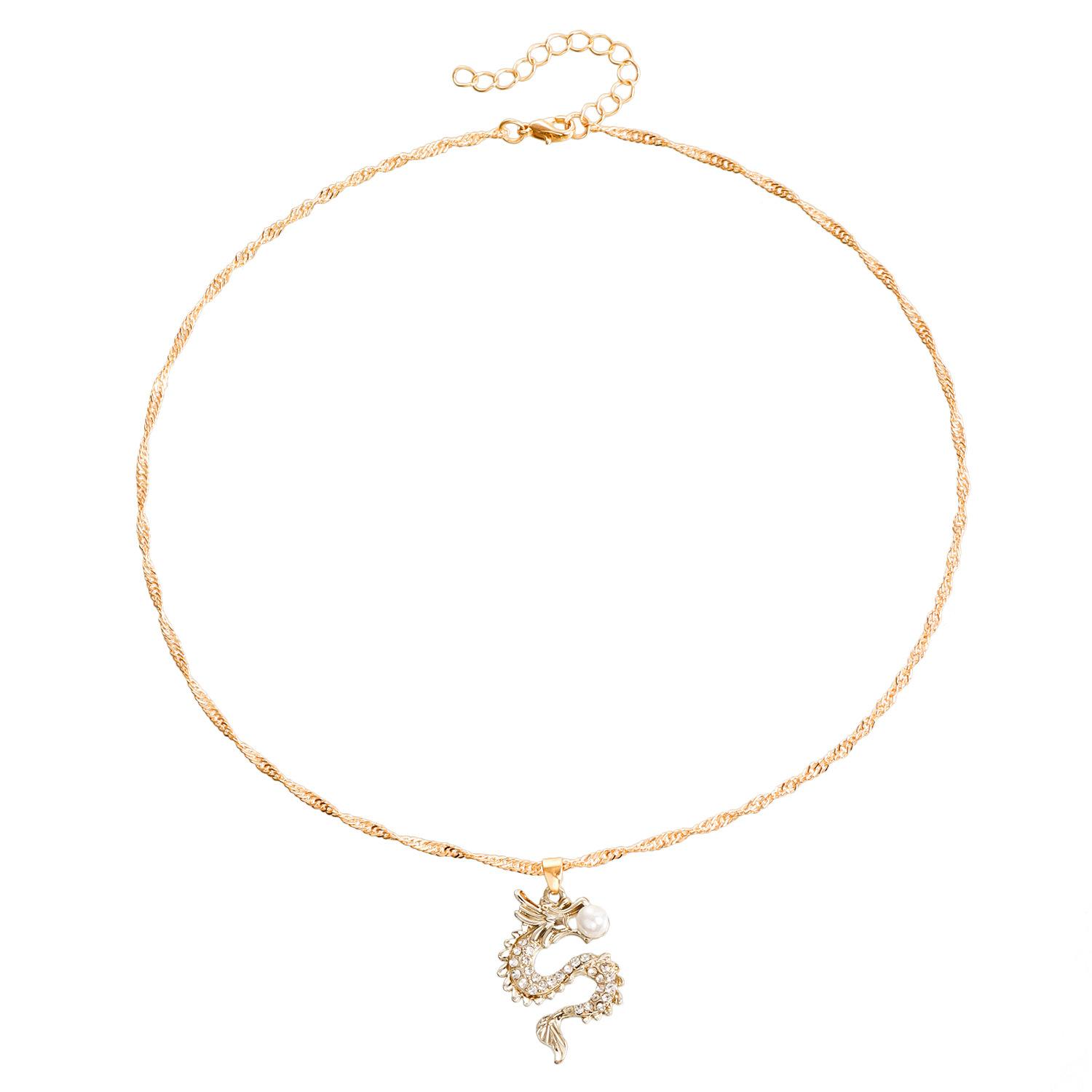 

Год зодиака Дракон День рождения Год Доминирующий Дракон Микро Бриллиантовое Ожерелье Искусственный Жемчуг Премиум Чувство Ожерелье золотой