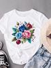 (Asian Size) butterfly flower sweet Short Sleeve T-shirts T shirt Print Women's Top O-neck  Fashion Female Casual Clothing Graphic Tee