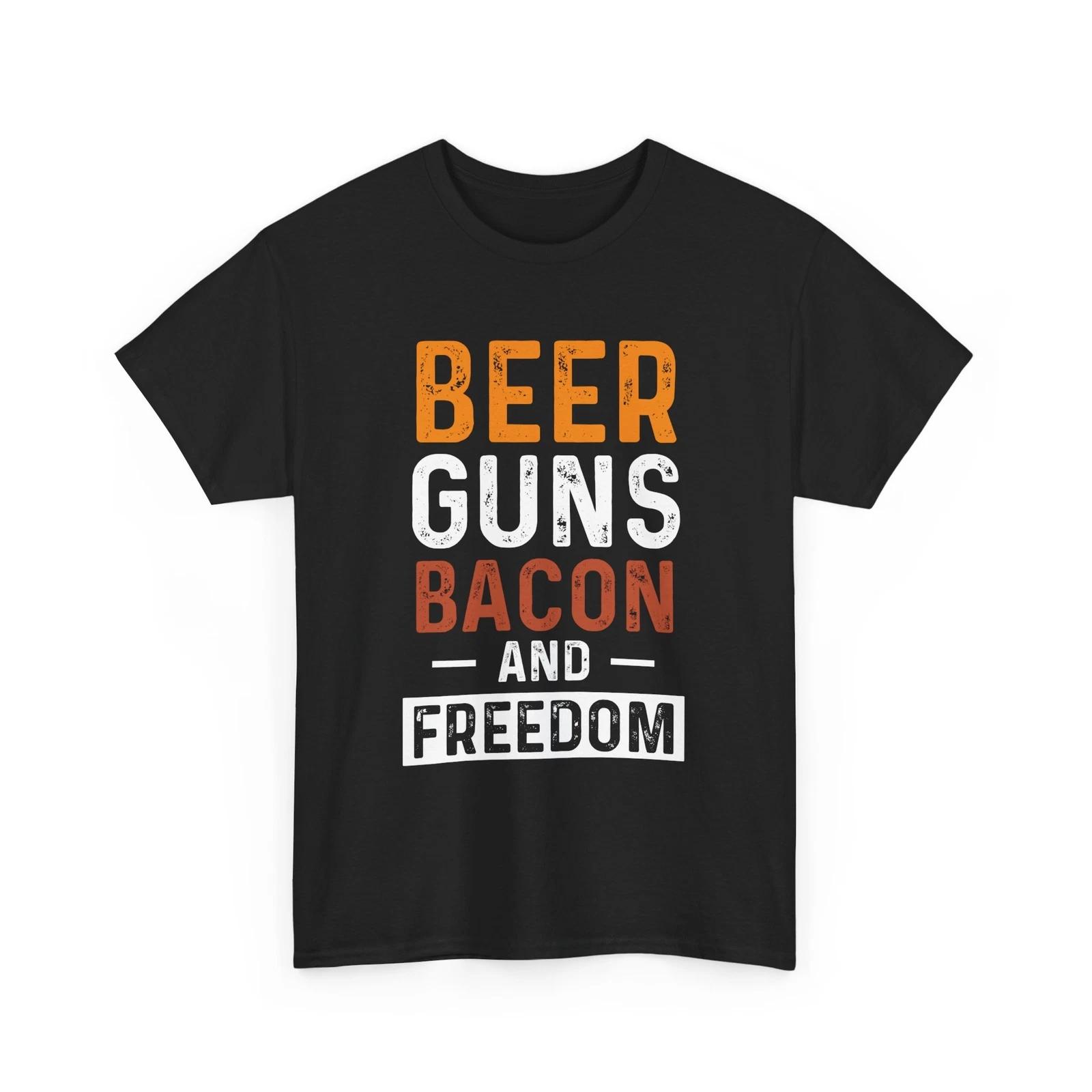 Gun Owner T-Shirt | Pro 2nd Amendment Tee | Beer guns bacon and freedom Shirt XL