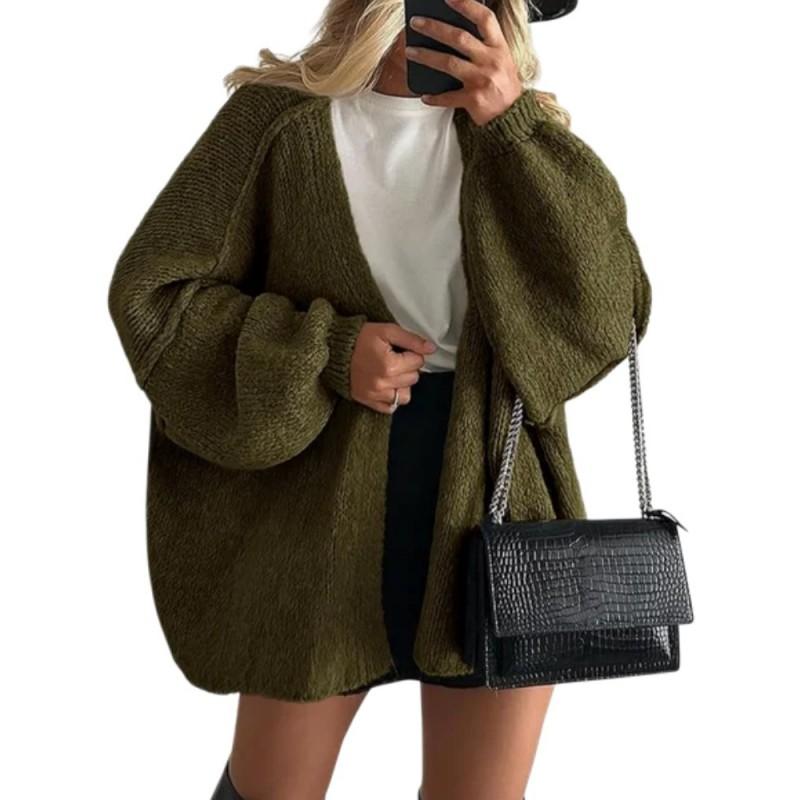 Womens Oversized Knit Cardigan Sweater Long Sleeve Loose Fit Casual Open Front Pullover In Solid Colors