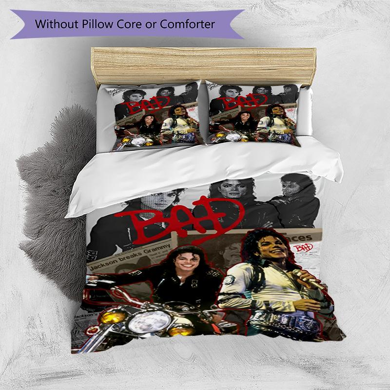 3pcs Duvet Cover Set (1*Duvet Cover + 2*Pillowcase, Without Core), Michael Jackson Print Bedding Set, Bedroom Decor, All‑Season, Birthday Gift