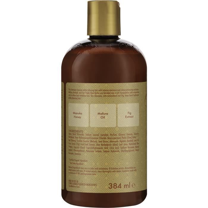Shea Moisture Shampooing Femme Hydratation Intense au Miel de Manuka et huile de Mafura pour cheveux secs et abîmés, 384ml