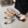 Coarse Heel Mary Jane Shoes Spring and Autumn Shoes New Pointed Small Leather Shoes Evening Silver Single Shoes Women